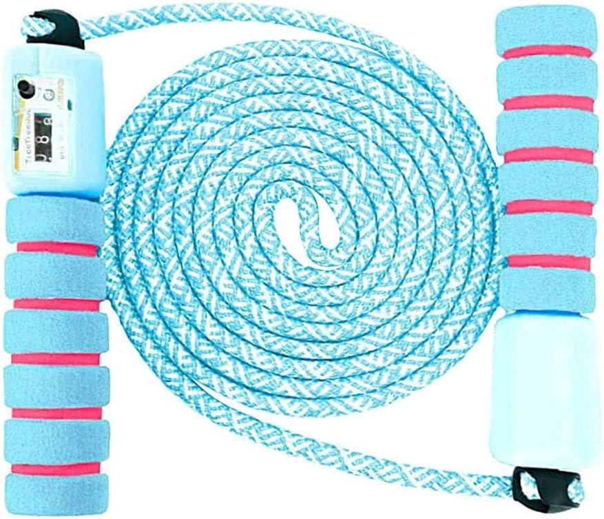 BLILI Jump Rope with Counter, Sponge Handle Skipping Rope for Boys Girls Fitness Exercise, Adjustable Length Up to 21.6m
