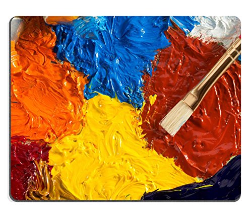 Luxlady Mousepad art concept with brush and oil paint as background IMAGE 38615616