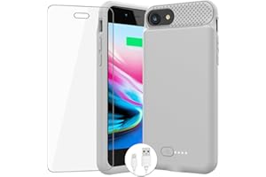 ZENEE Battery Case for iPhone 8/7/6s/6/SE (2022/2020)，【2025 Upgraded】 Slim 6000mAh Portable Extended Battery Charger Case Cover for iPhone 8/7/6/SE(3rd & 2nd) Charging Case 4.7inch，Gray