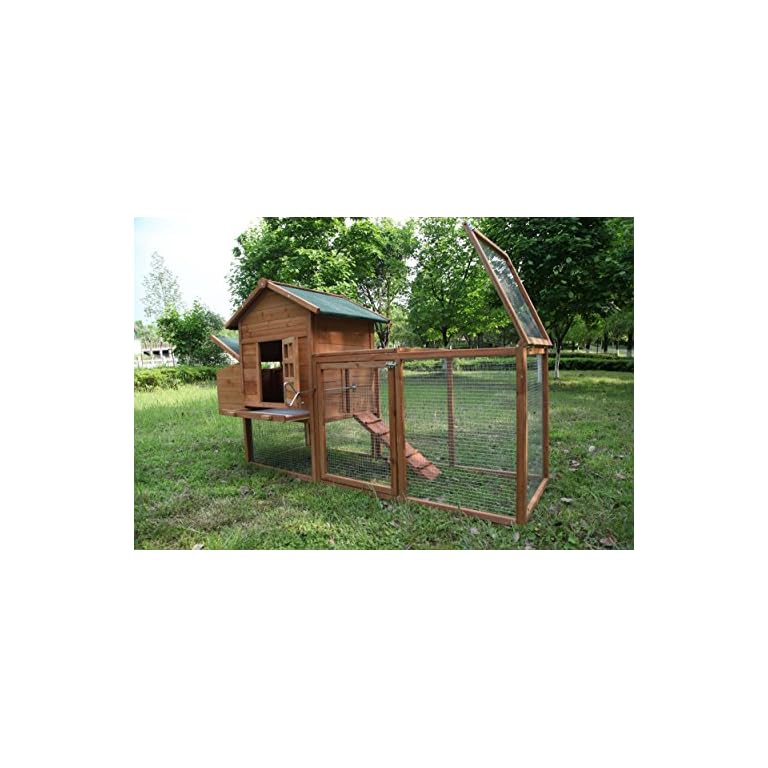ECOLINEAR Outdoor 80'' Wooden Chicken Coop Nest Box Hen House Poultry