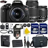 Canon EOS Rebel T6i 24.2MP WiFi Enabled Digital SLR Camera + Canon EF-S 18-55mm IS STM + Canon EF-S 55-250mm IS STM + 2pc High Speed 32GB Memory Cards + UV Filter + Dedicated TTL Flash