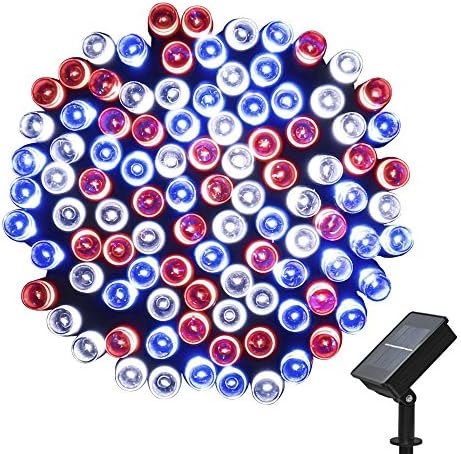 Solar String Lights Outdoor Waterproof 72ft 200 LED Fairy Garden String Lights Decoration Lighting for Patio Lawn Christmas Wedding Party Holiday (3 Colors(Red+Blue+White))