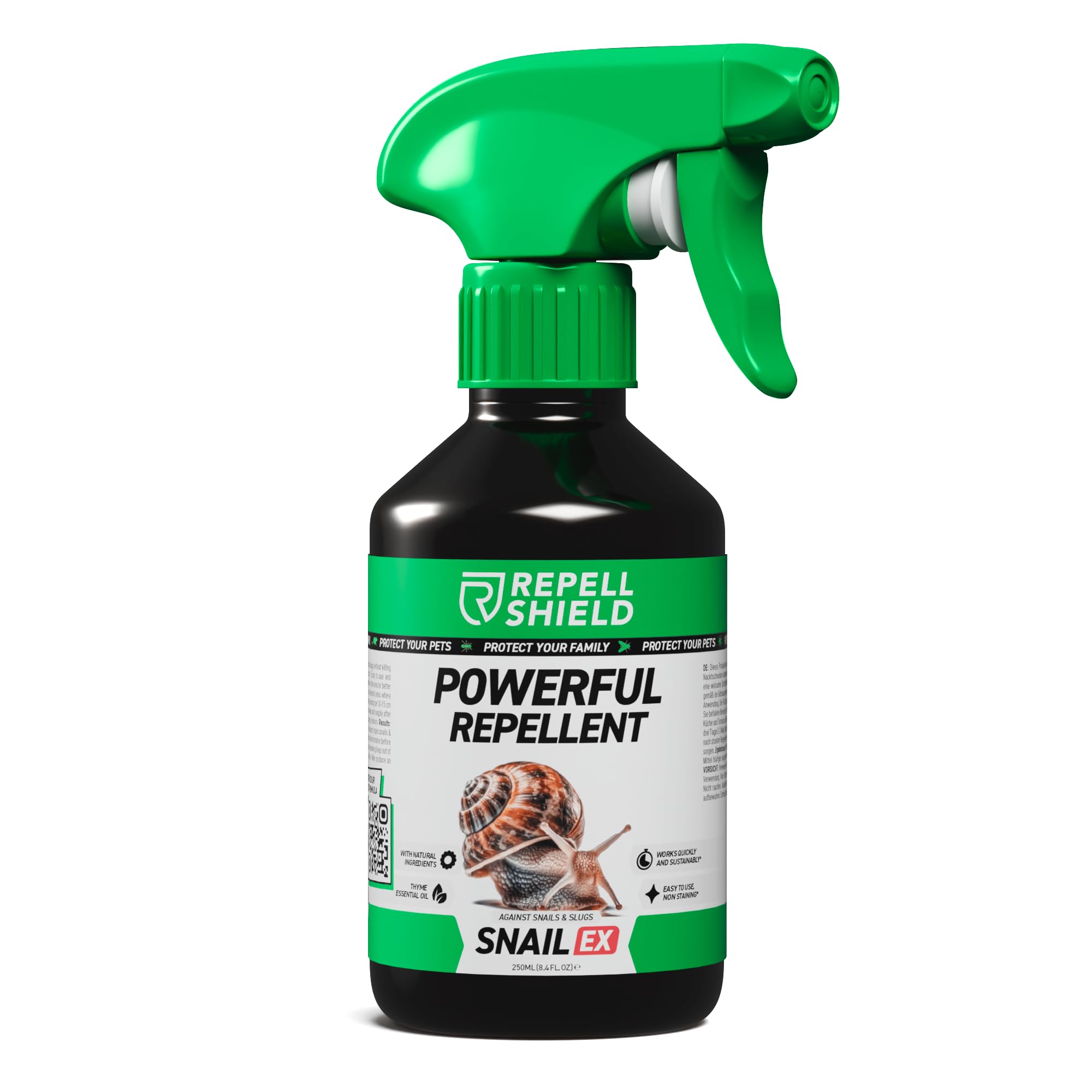 RepellShield Slug & Snail Repellent Spray -250ml- Indoor & Outdoor Use for Home, Patio & Garden - Natural Essential Oil Formula, Effective Pet-Friendly Pellet-Free Alternative for Pots, Paths & Doors