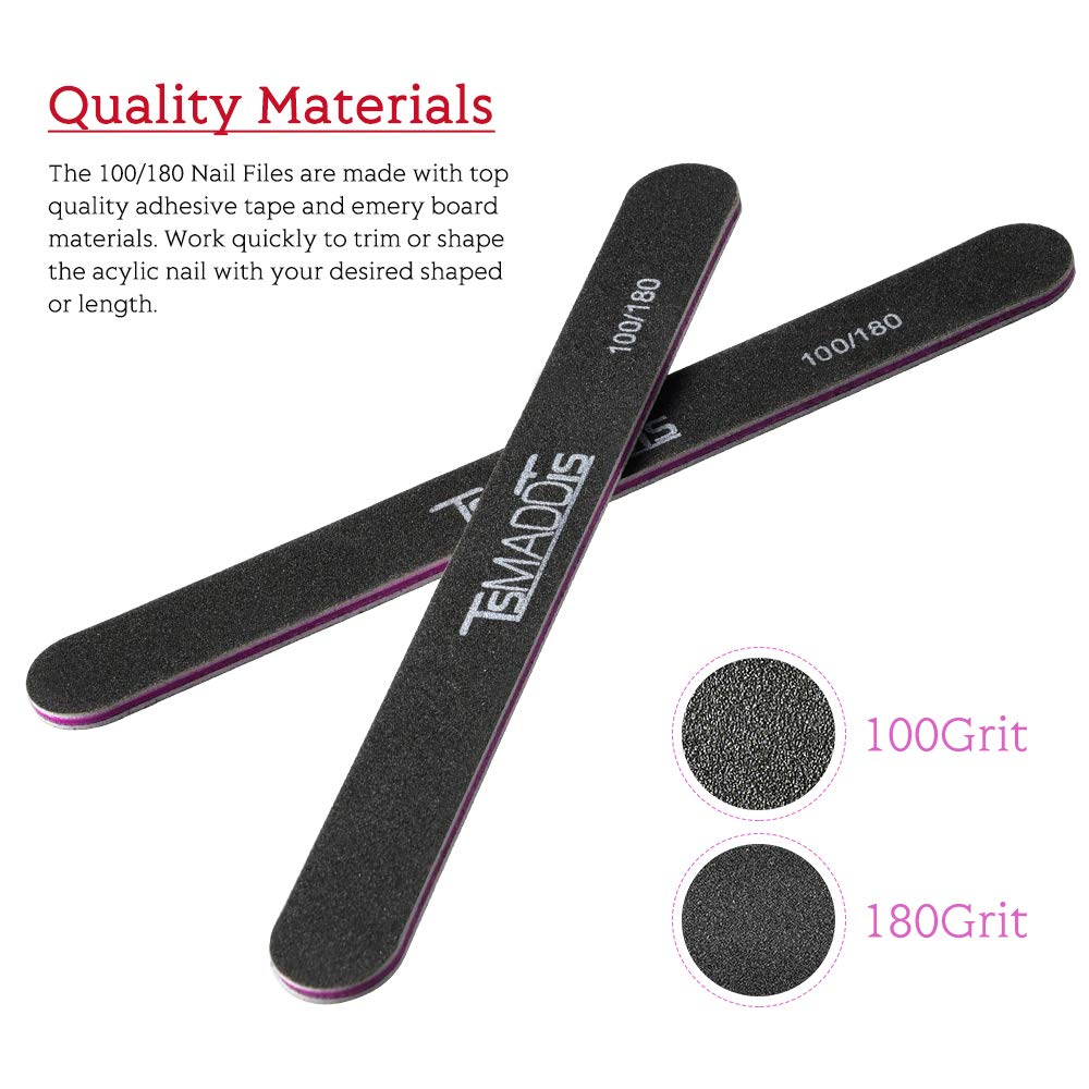 Nail Files and Buffer, TsMADDTs Professional Manicure Tools Kit Rectangular Art Care Buffer Block Tools 100/180 Grit 12Pcs/Pa : Beauty