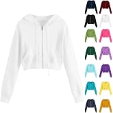 ZGTWHZY Cropped Zip Up Hoodie Women 2026 Y2k Casual Sweatshirts Workout Long Sleeve Drawstring Hooded Track Jacket Crop Tops