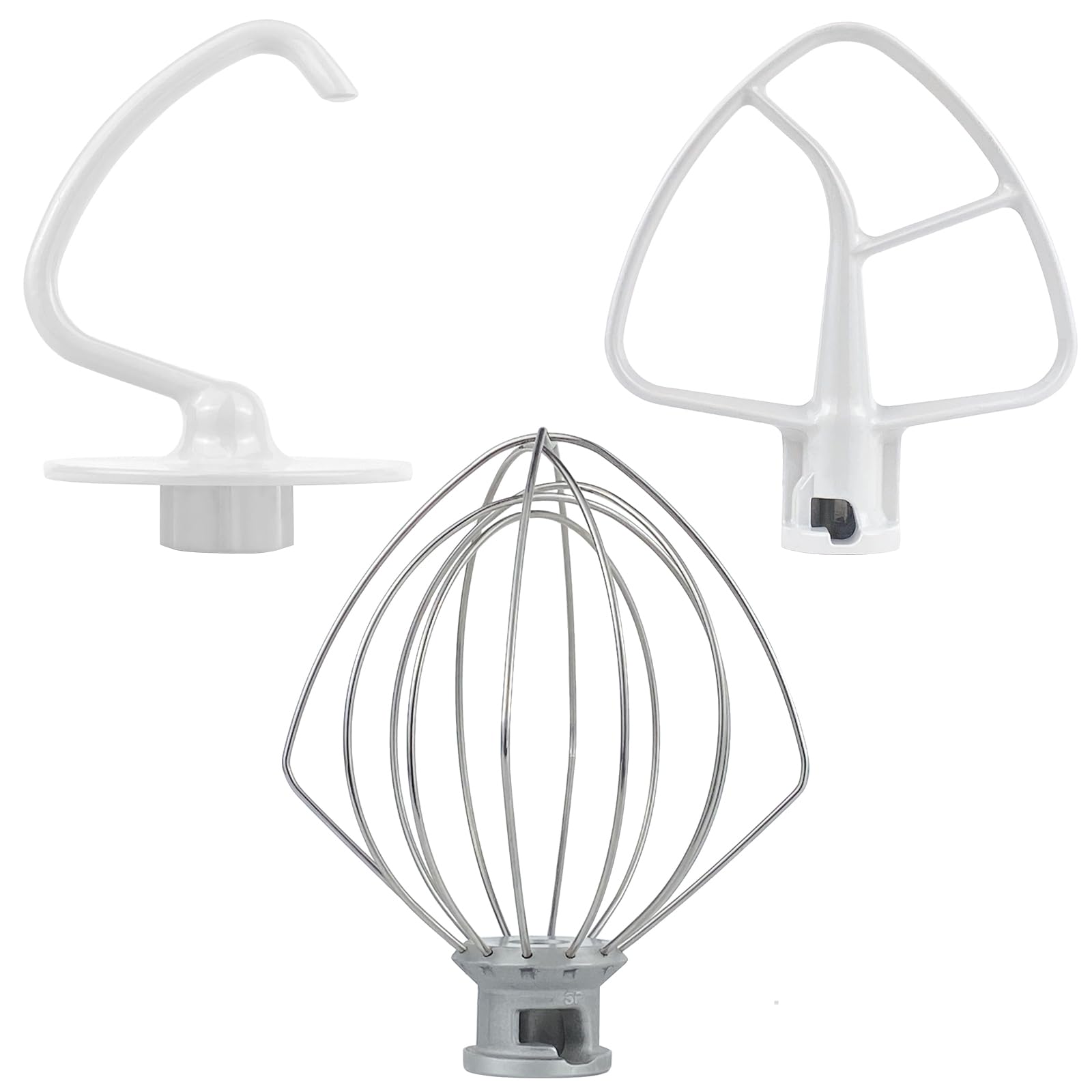 Photo 1 of 1 Kit Pack 3 Pieces Stand Mixers Repair Set - Including Kitchen Aid Accessories K45WW Wire Whip & K45DH Dough Hook & K45B Coated Flat Blade Paddle - with Stainless Steel Scraper