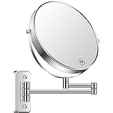 BTremary 9” Large Wall Mounted Makeup Mirror 1X/7X Double-Side Bathroom Magnifying Mirror 360 Swivel Vanity Extendable Shavin