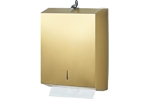 GORLARY Paper Towel Dispenser Wall Mount Commercial c-fold/Multi-fold/Tri-fold, Touchless Hand Towel Dispenser with Lock(Gold)