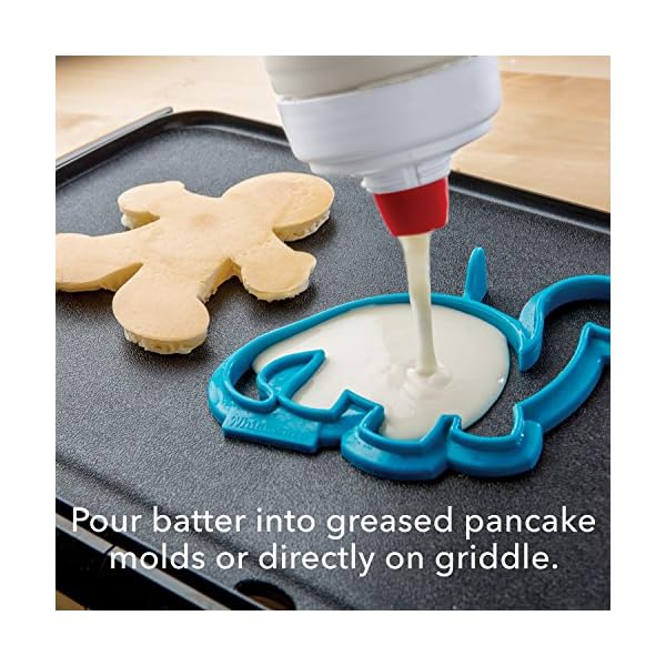 Whiskware Pancake Batter Bottle, Two Silicone Pancake Molds, and Two