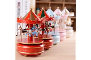 1PC Sky City Carousel Music Box - Vintage Classic Christmas New Year Birthday Valentine's Day Gift (red)
