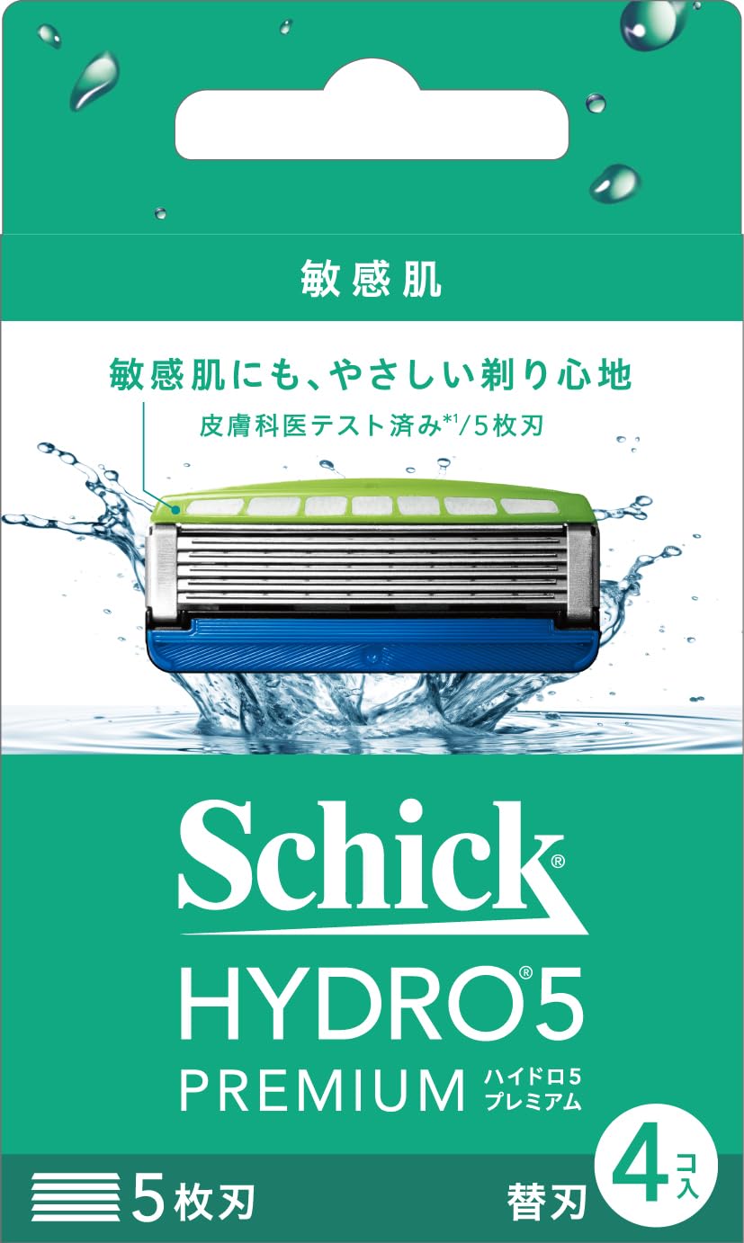 Schick(シック) ハイドロ ハイドロ5 プレミアム 敏感肌 替刃 (4コ入) スキンガード付 5枚刃 ブルー商品画像