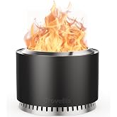 Grovellis 27 inch Smokeless Fire Pit with Waterproof Cover &amp; Fire Poker | Stainless Steel Outdoor Smokeless Firepit, Wood Burning Fire Pits for Camping, Bonfire,Low Smoke Firepit for Outside