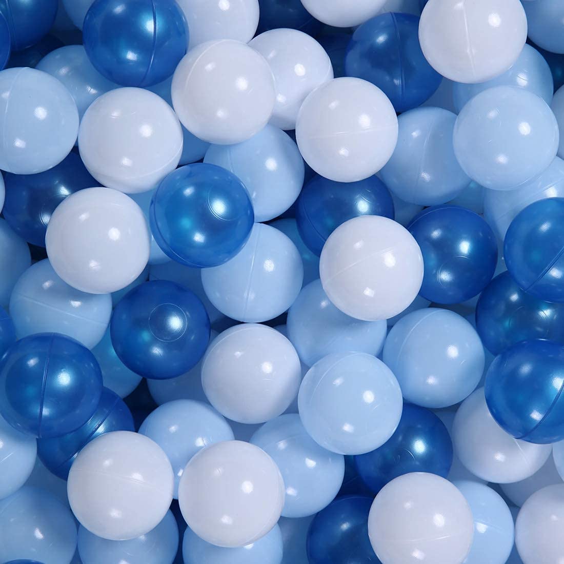 Photo 1 of GOGOSO Ball Pit Balls for Toddler, Baby Plastic Playballs Kids Soft Pastel Pelotas Non-Toxic BPA-Free Pearl Blue+Light Blue+White 100 Balls