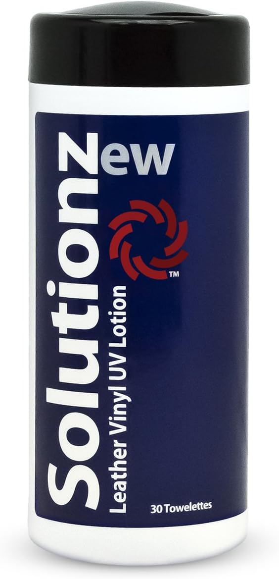 New Solutionz Car Cleaning Wipes - Conditions Leather & Vinyl Interior Seats to Keep Them Looking New - UV Protection Prevents Aging & Fading - 30 Large Premium Towelettes, Lint-Free