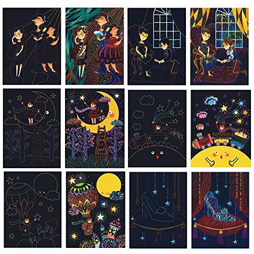 Jar Melo Scratch Art Cards Set Scratchboard for Adult and Kids Scratch Art Paper Rainbow Painting-2 Packs