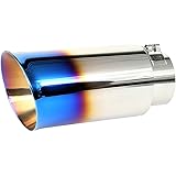 NETAMI NT-2468 Exhaust Tip T304 Stainless Steel Double Wall 4" Outlet with Blue Burnt Clamp-on 1 Pack