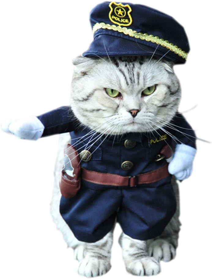 DELEY Pet Dog Cat Halloween Christmas Cosplay Party Fancy Dress Costume Uniform Clothes Policeman M