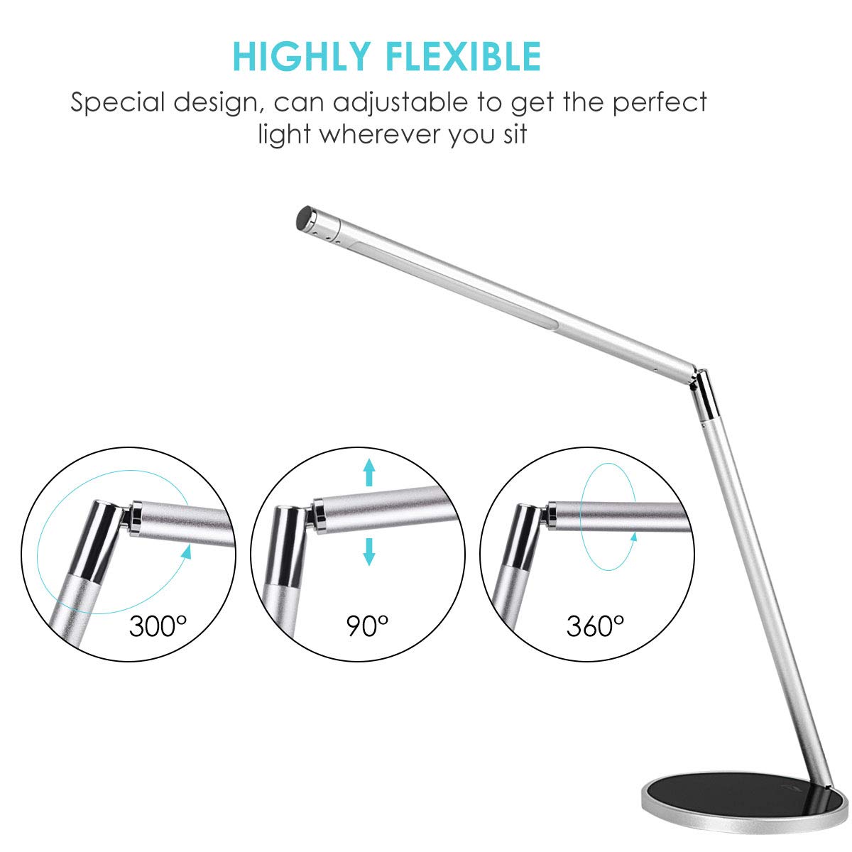 Joly Joy LED Desk lamp with Touch Control, Dimmable Table Lamp, Eye- Care Office Light, 6 Color Temperatures with 4 Brightness Levels, Memory Function, 10 and 40 Minute Timer