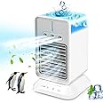 YiimDaifun Portable Air Conditioner, 2000mAh Rechargeable Atomization Fan (Timeable 2-4H), 90degree Oscillation Cool Breeze Air Conditioner, Personal Space Cooler for Rooms, Offices, Campers, White