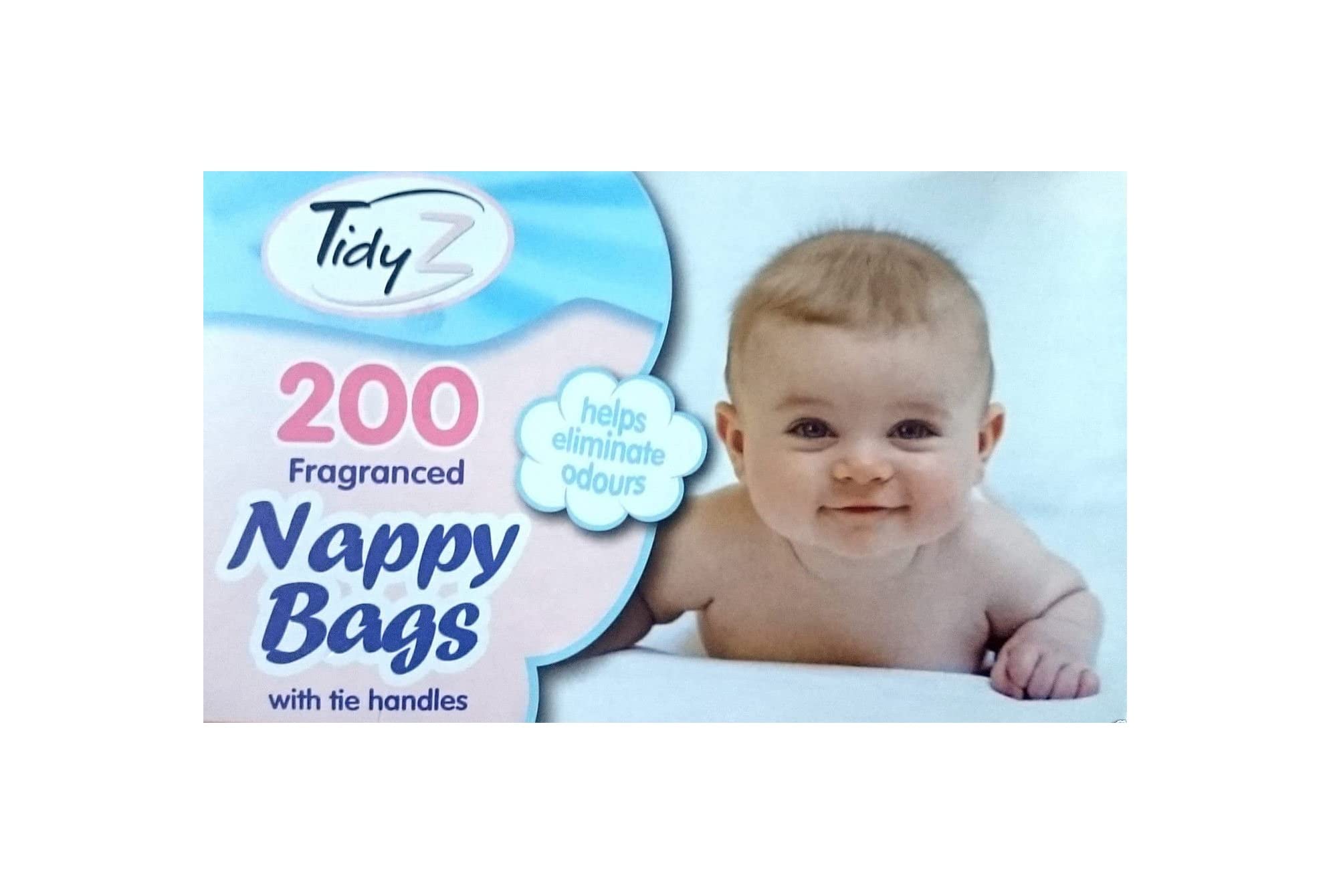 200 pk Tidy Z Disposable Tie Handle Nappy Bags Fragranced Scented