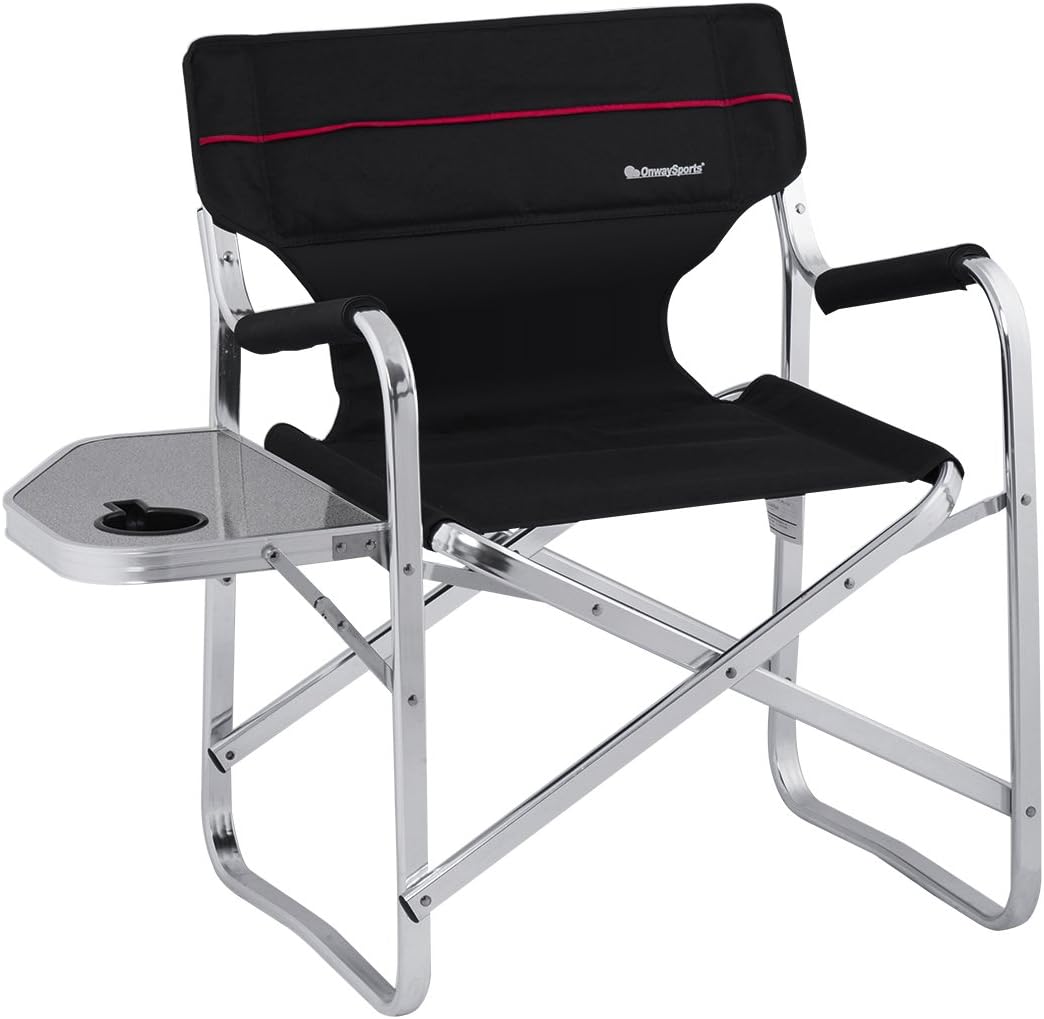 OnwaySports Aluminum Frame Director Chair Lightweight Foldable Portable for Camping (Black)