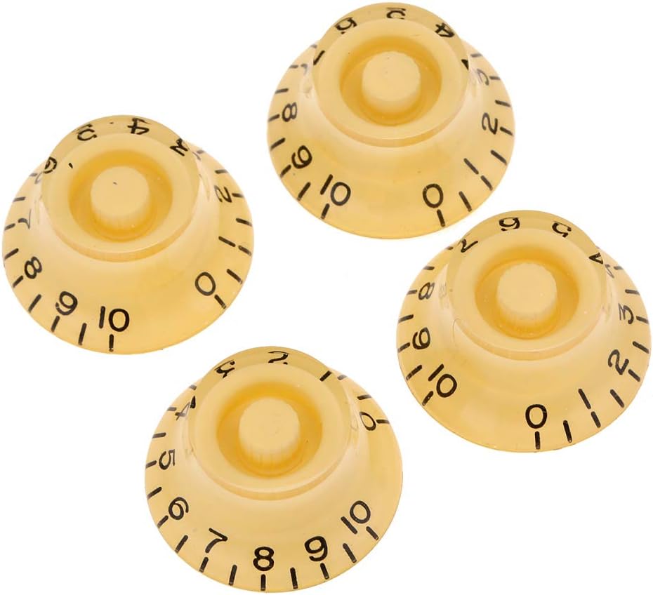 Musiclily Pro Metric Size 18 Splines Guitar Bell Top Hat Knobs for Epiphone Les Paul SG Style Cream (Set of 4)