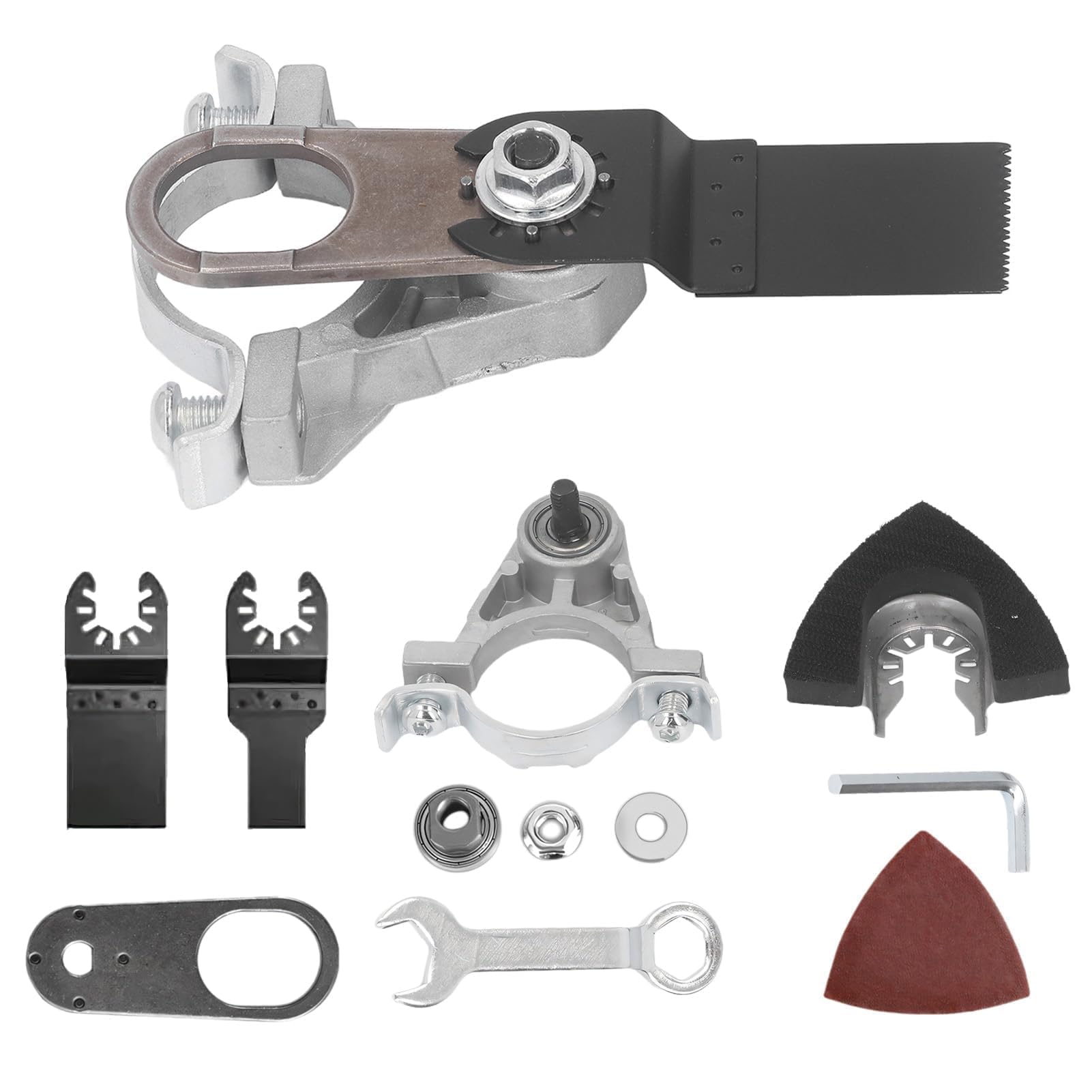 Angle Grinder Converter Oscillating Tool, Electric Angle Grinder Attachment, Saw Blade and Triangle Sandpaper Adapter Kit, Universal Joint Conversion Head Adapter Kit for Wood, Wall, Sanding, Polishi
