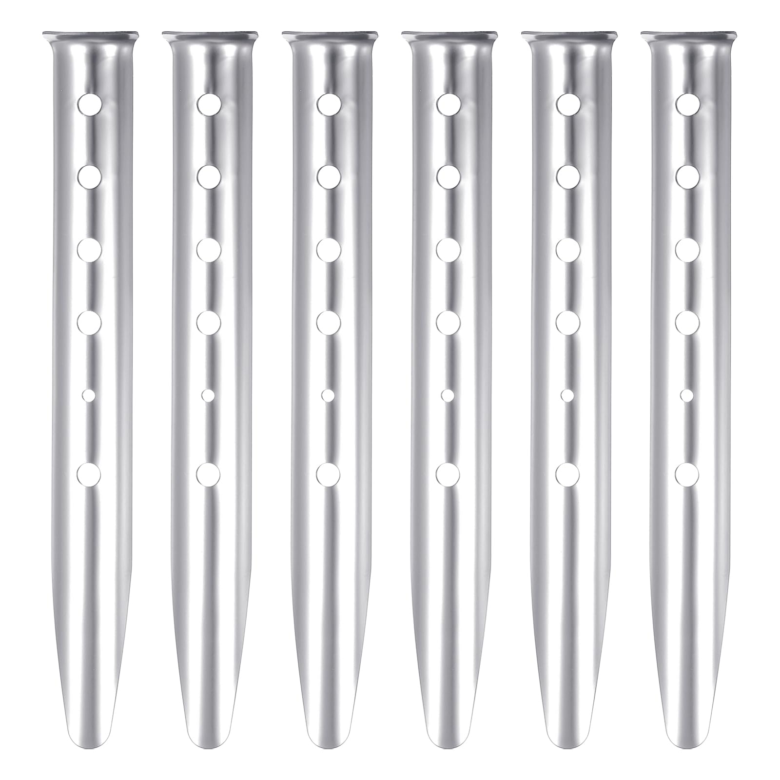 PATIKIL Aluminum Tent Stakes, 6 Pack Metal Camping Ground Pegs Camping Accessories Sand Stakes with 6 Holes for Tents Hammocks and Canopy, Silver Tone