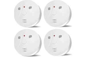 Lecoolife 4 Pack Smoke Detector Battery Operated with Photoelectric Sensor and Silence Button, Travel Portable