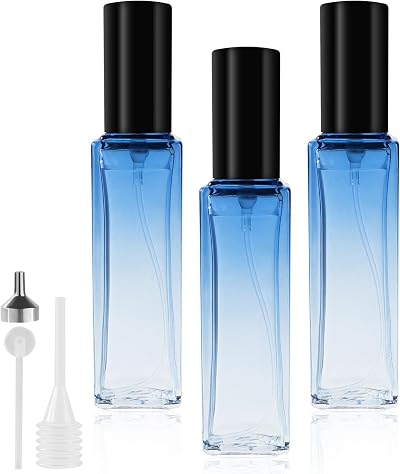 LOPHE 20ml Perfume Atomiser Set 3 Refillable Glass Bottles Gradient Blue
