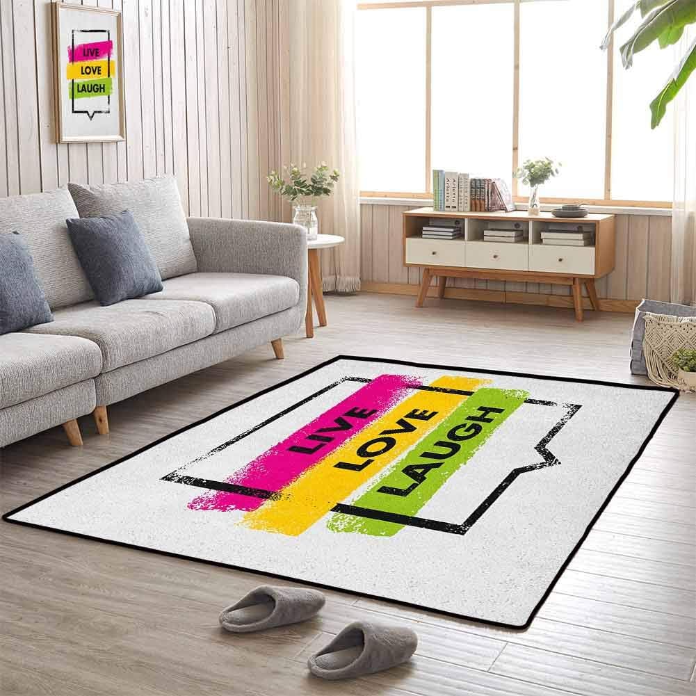 Home Decor Carpet, Colorful, Durable, Anti-Slip Super Soft Indoor Modern for Children Boys Girls Bedroom Rugs, Live Laugh Love - 3'x5' Multicolor