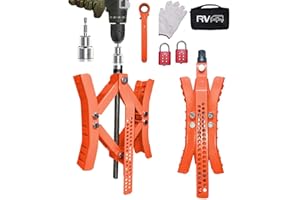 RVPNR.CN RVPNR RV Wheel Chock Stabilizer, Camper x chocks travel trailer, Tire chocks rv trailer (2 Packs) with Ratchet, hex socket and Password Locks (Red)