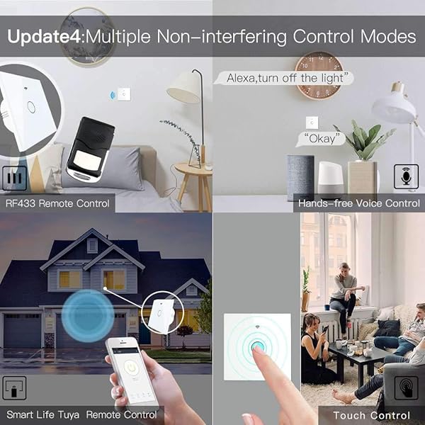 MOES Smart Alexa Wlan Lichtschalter Touch RF433 Kein Neutralleiter erforderlich Erzelne Wire Wifi Funk Smart Home Schalter Arbeiten mit Smart LifeTuya app Alexa und Google Home