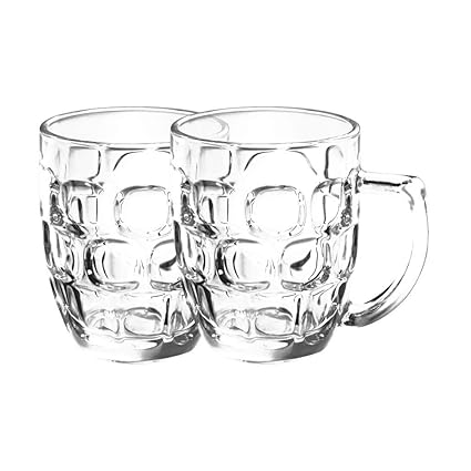 Treo By Milton Cascade Beer Mug,292ml, Set of 2, Transparent