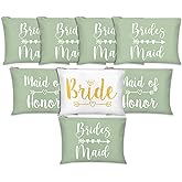 Whaline 8Pcs Bridesmaids Makeup Bags Wedding Bridal Cosmetic Canvas Organizer Bag Sage Green Maid of Honor Zipper Cosmetic Pouch for Women Wedding Bridal Shower Party Favor Supplies