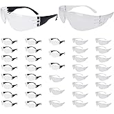 BUWUSMU 40 Pairs Bulk Safety Glasses, Black and White Protective Eyewear Goggles Scratch Impact Resistant Eye Protection for Women Men Work Construction Science Lab Shooting