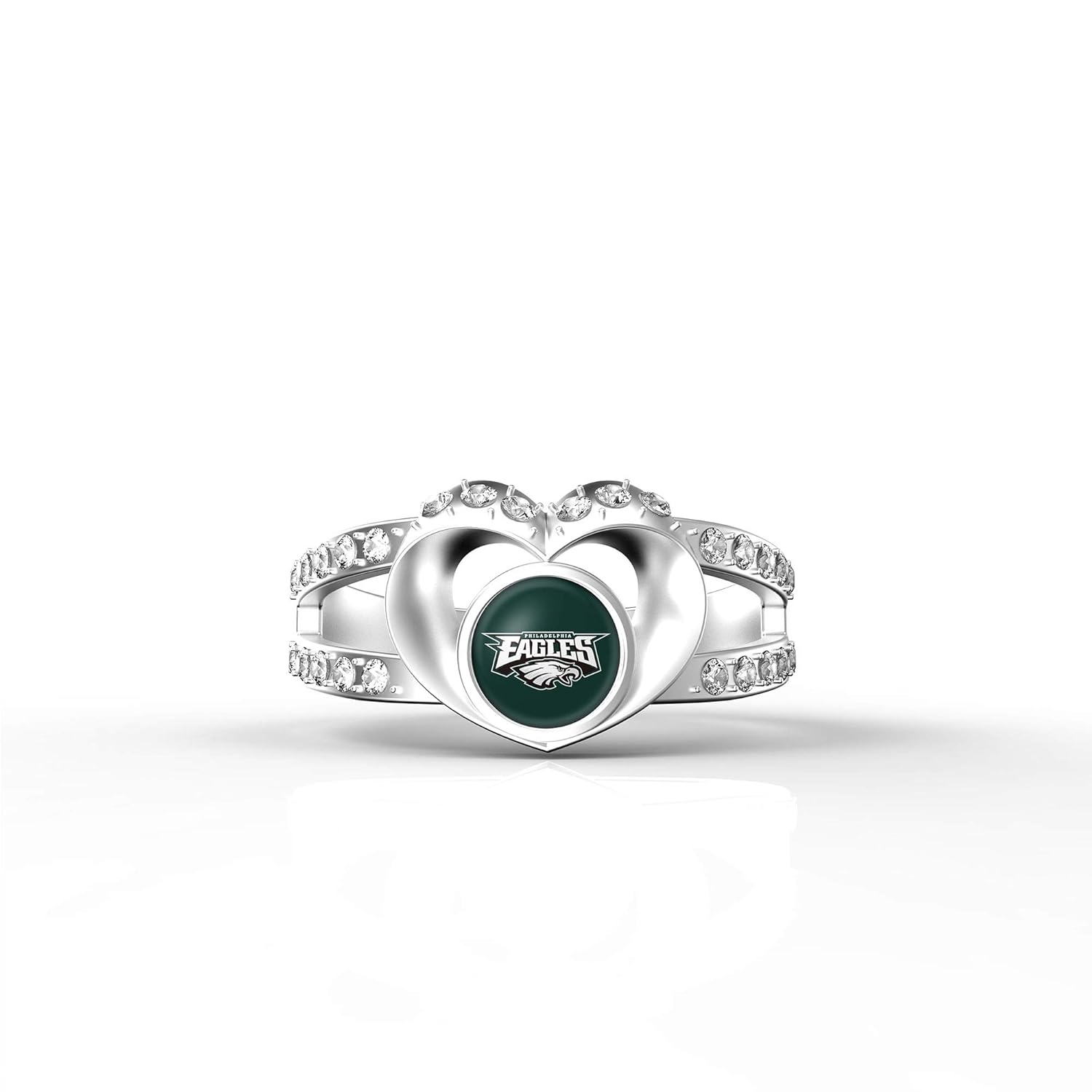 MT Sports store NFL Heart Shaped Lady Ring Lady Exquisite Heart Shaped Ring Philadelphia Eagles