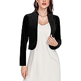 MINTLIMIT Velvet Bolero Shrug for Women Long Sleeve Open Front Cropped Cardigan Cocktail Party Shrugs for Evening Dresses