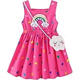 Toddler Girls Spring Dress Little Girl Rainbow Summer Dresses for Girls Sleeveless Sundress with Bag Outfits