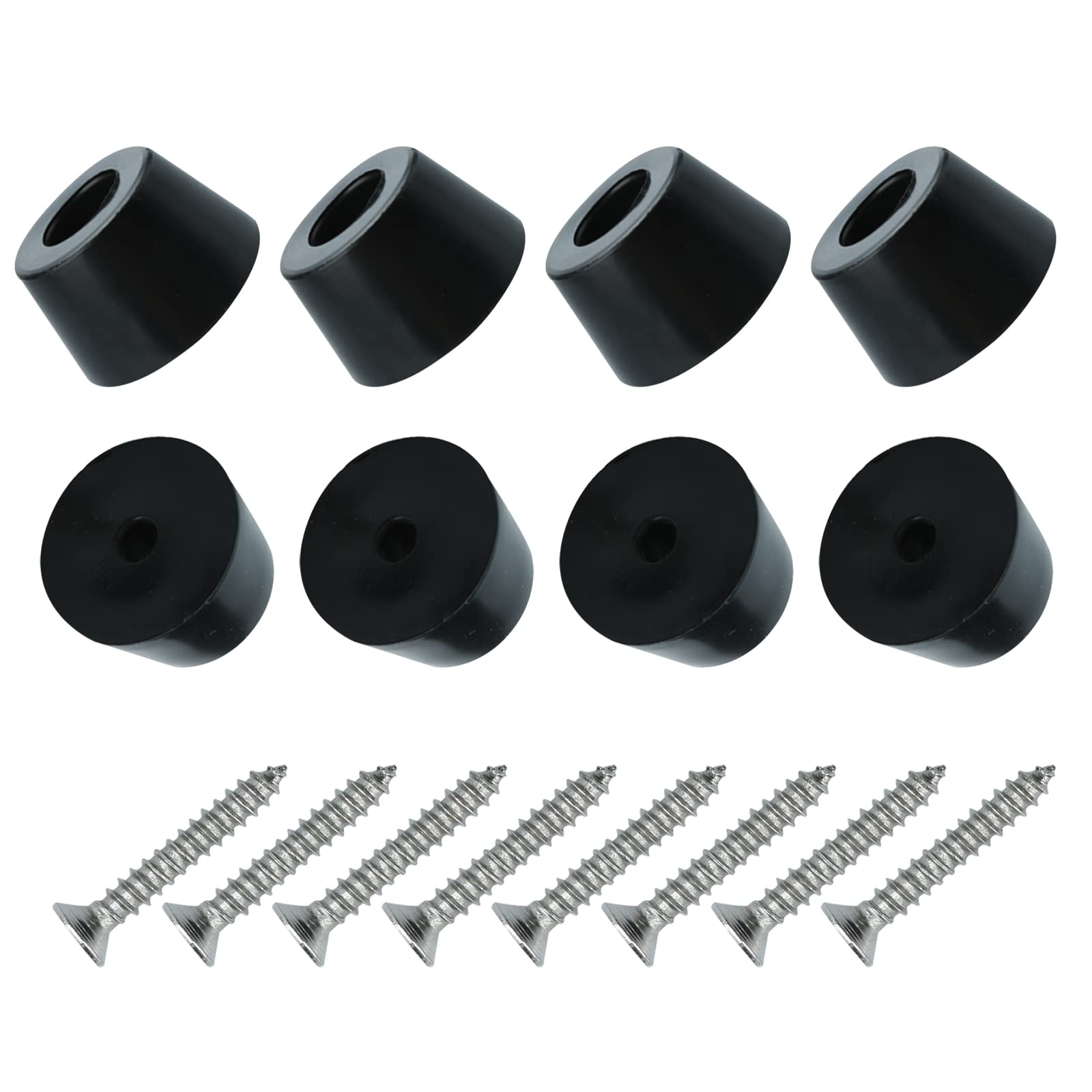 METALLIXITY Rubber Bumper Feet (24x15mm/0.95"x0.59") 8Pcs, Round Floor Protectors with Metal Washer and Screws - for Home Tables Chairs, Black