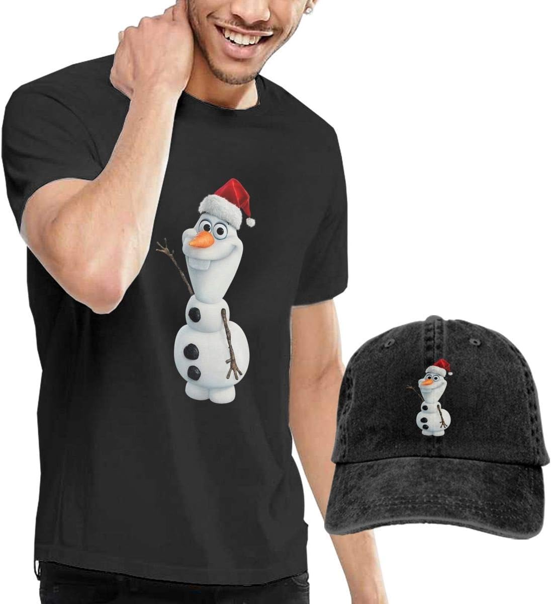 Kalinanai t-Shirts, Tee's, Frozen-olafs Men's Classic T-Shirt with Washed Denim Baseball Hat Black