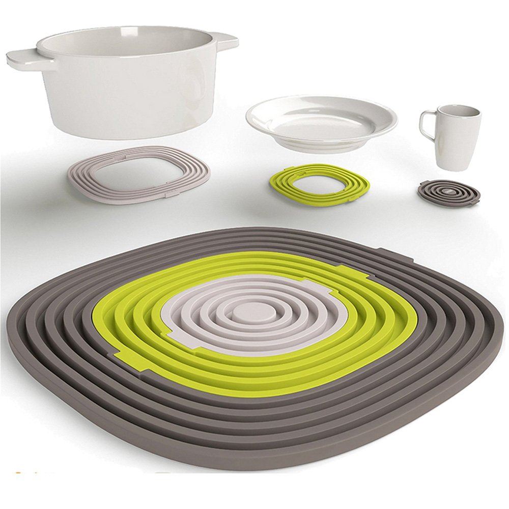 HeTeLe Multicolor Silicone Drink Coasters Set of 3 High Temperature Resistance Non Slip Silicone Hot Pads Mats Prevents Furniture and Tabletop Damages, Absorbs Spills and Condensation