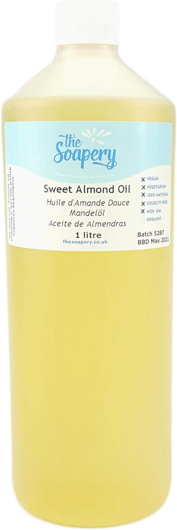 The Soapery Sweet Almond Oil 1 Litre Cosmetic Grade Carrier Oil