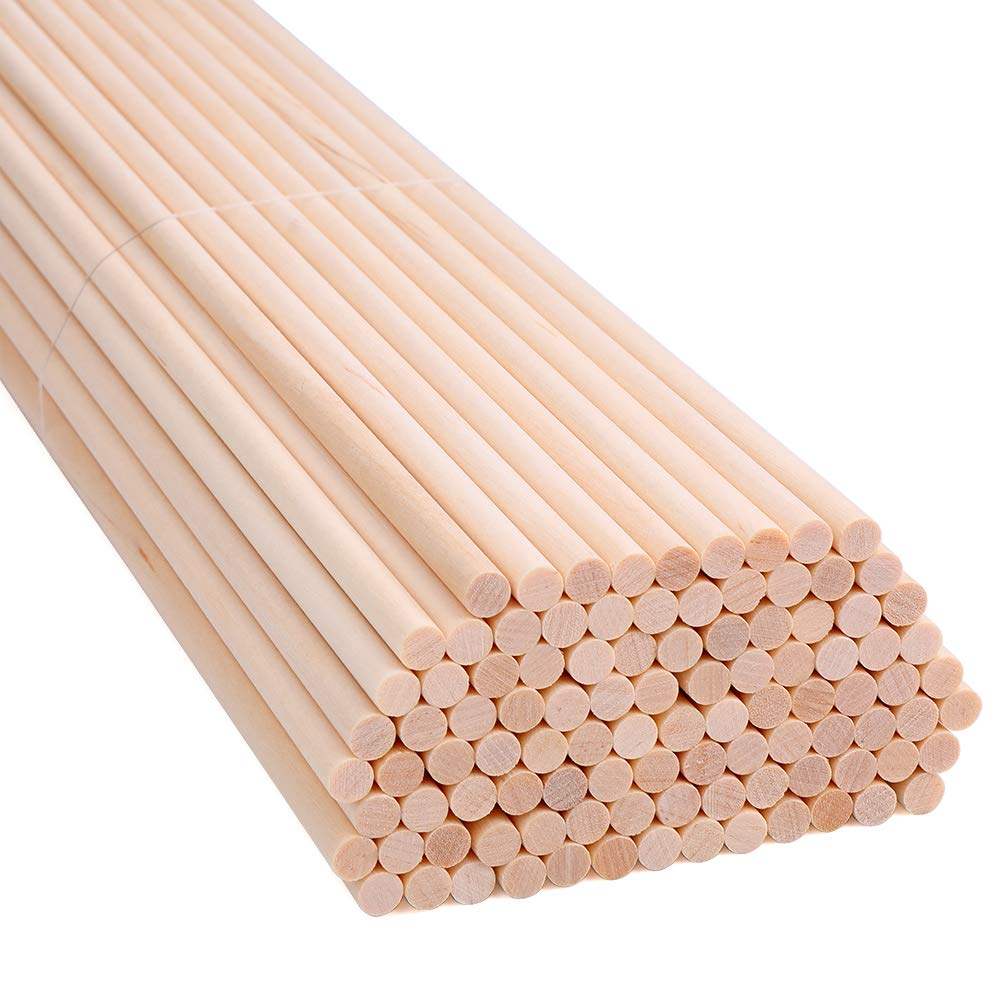 H&S Wooden Sticks Wood Dowel Rods 100pcs 15cm x 4mm Craft Unfinished Natural Wood Amazon.co.uk