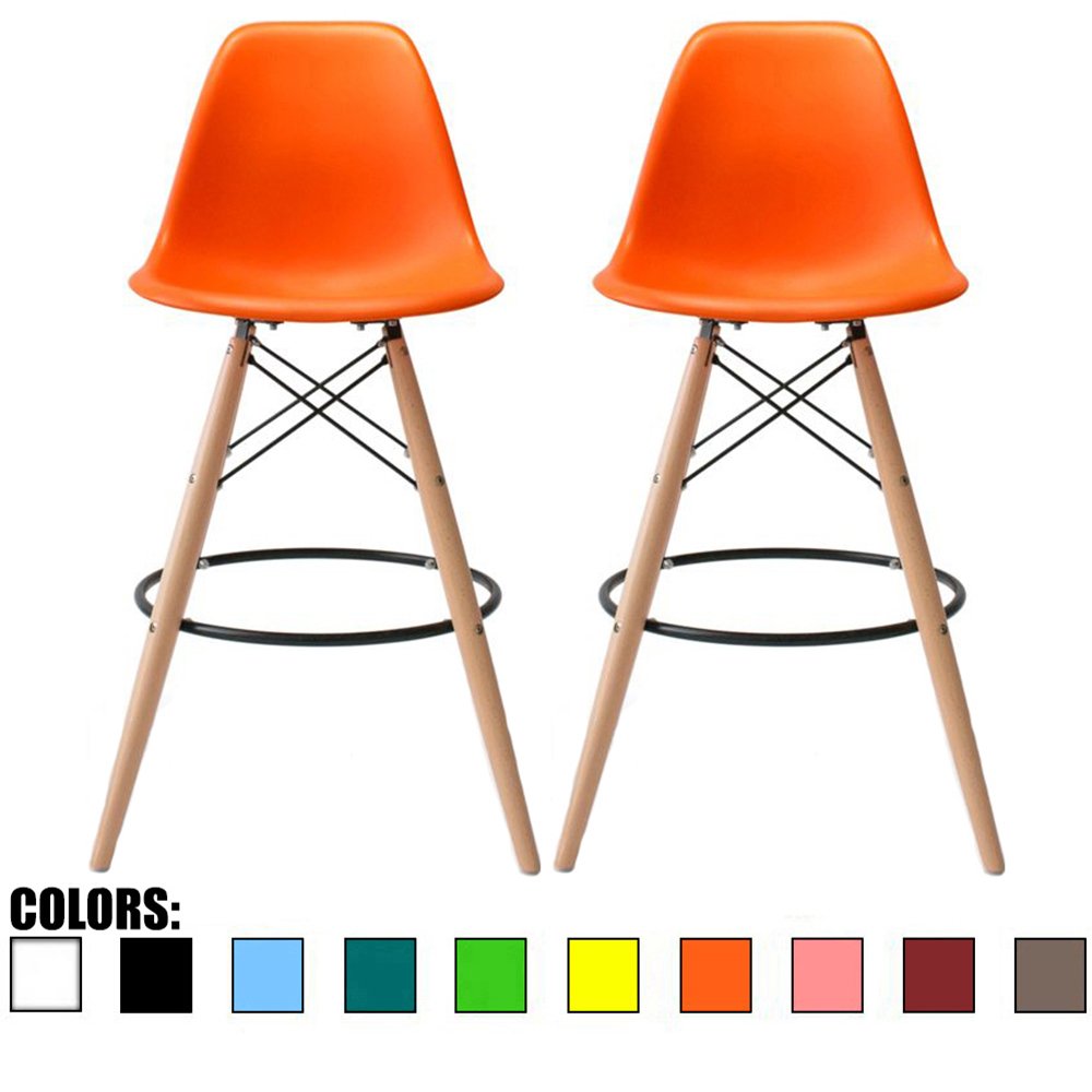 Best Bar Stool With Arm Rest Orange Set Of 2