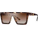 SOJOS Square Big Sunglasses Women Thick Frame Flat Top Mirrored Sunnies Shades Goggle Siamese Lens SJ2117