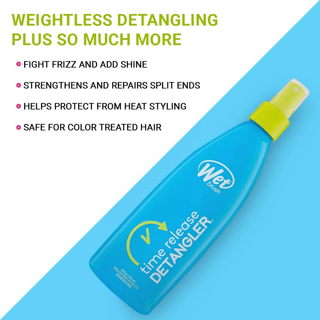 Wet Brush Time Release Detangler Adult Formula - Keeps Hair Hydrated, Shiny And Frizz-free - Safe And Gentle Formula For The Whole Family - For Women, Men, Wet And Dry Hair : Beauty