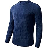 ZHILI Men's Casual Crewneck Sweaters Cable Knit Thermal Pullover Sweater