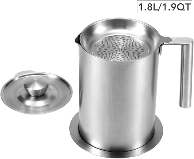 EAMATE Stainless Steel Oil Strainer, 1.8L/1.9 Quart Large