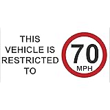300mm x 150mm Vehicle Restricted to 70 MPH Sign [Self Adhesive Sticker]